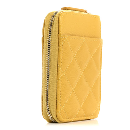Chanel Caviar Quilted Zip Card Holder Yellow 3 of 9