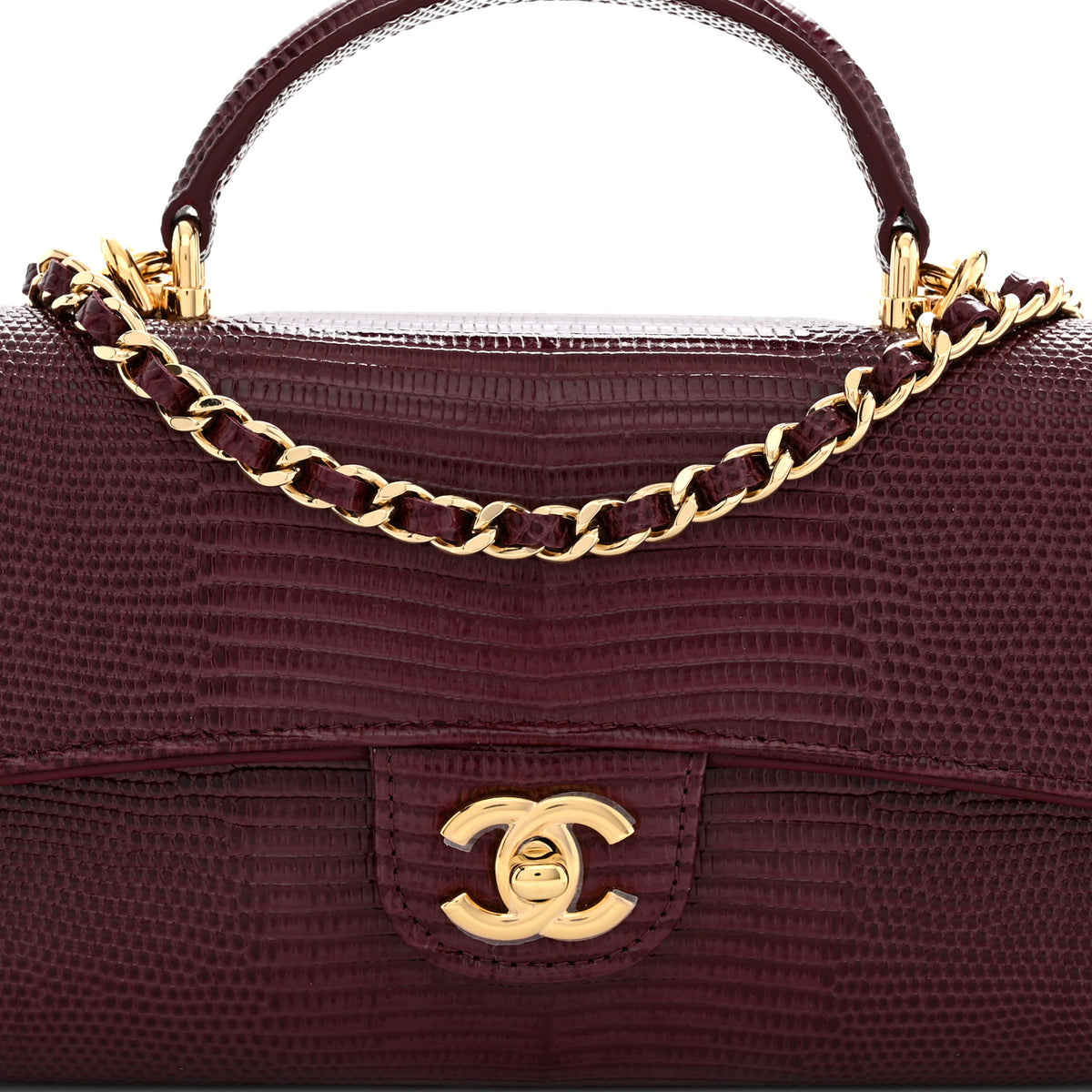 Chanel Calfskin Lizard Embossed Clutch With Chain Bordeaux 8 of 11