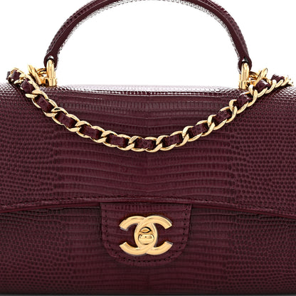 Chanel Calfskin Lizard Embossed Clutch With Chain Bordeaux 8 of 11