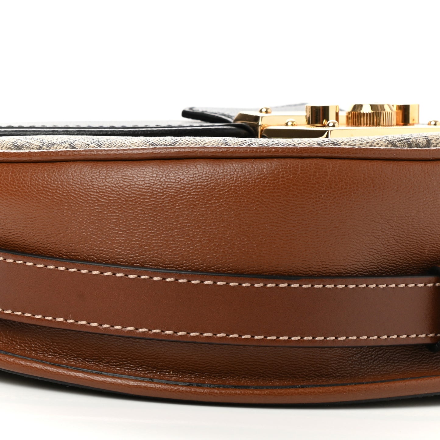 GG Supreme Monogram Calfskin Small Padlock Messenger Shoulder Bag Beige Black Cuir