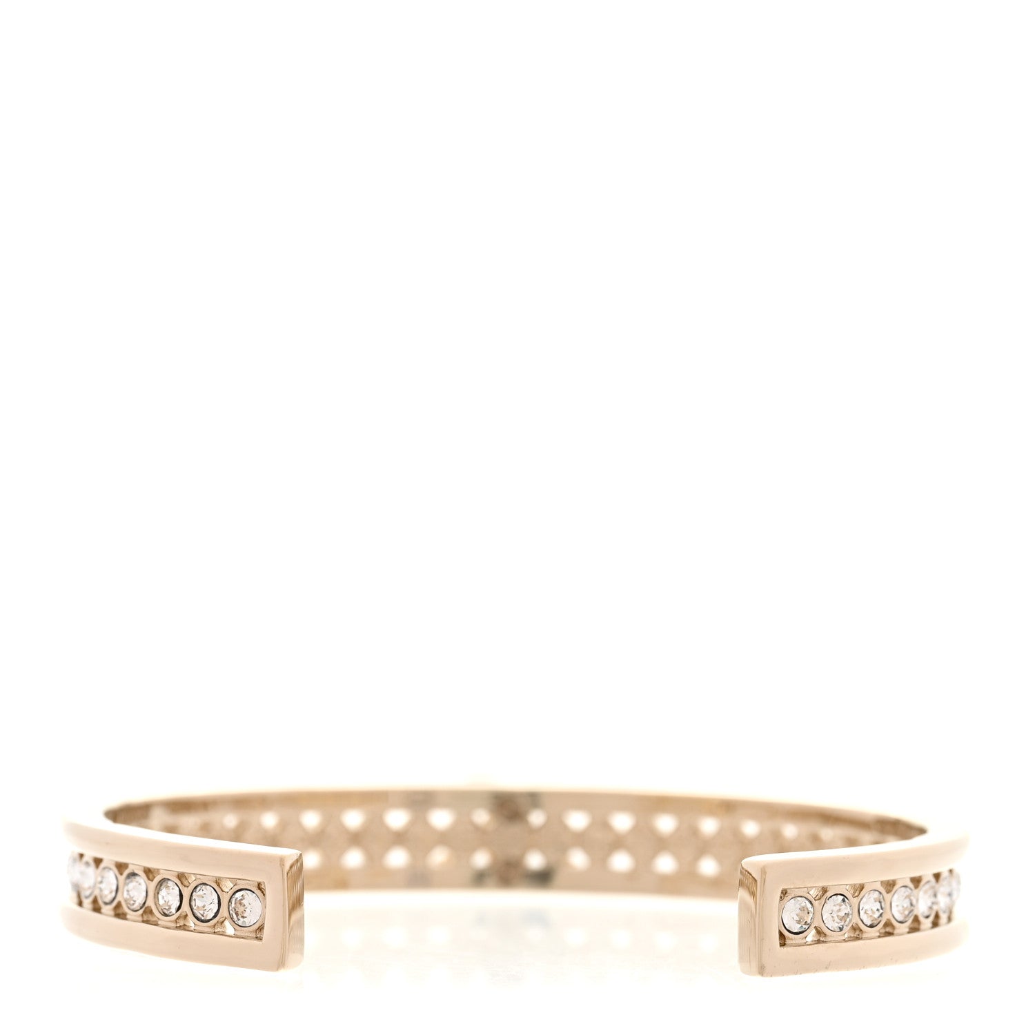 Chanel Crystal CC Cuff Bracelet M Gold 3 of 6