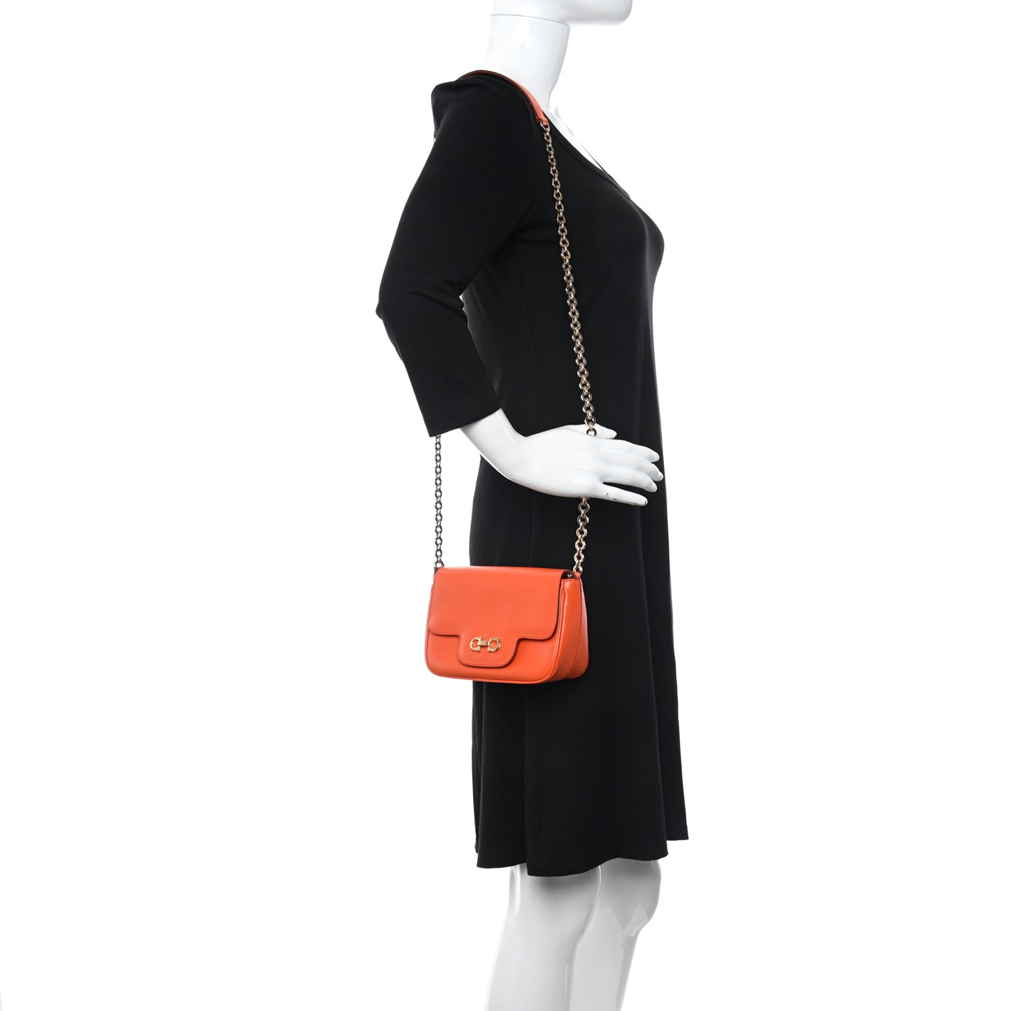 Printed Calfskin Gancio Crossbody Bag Orange