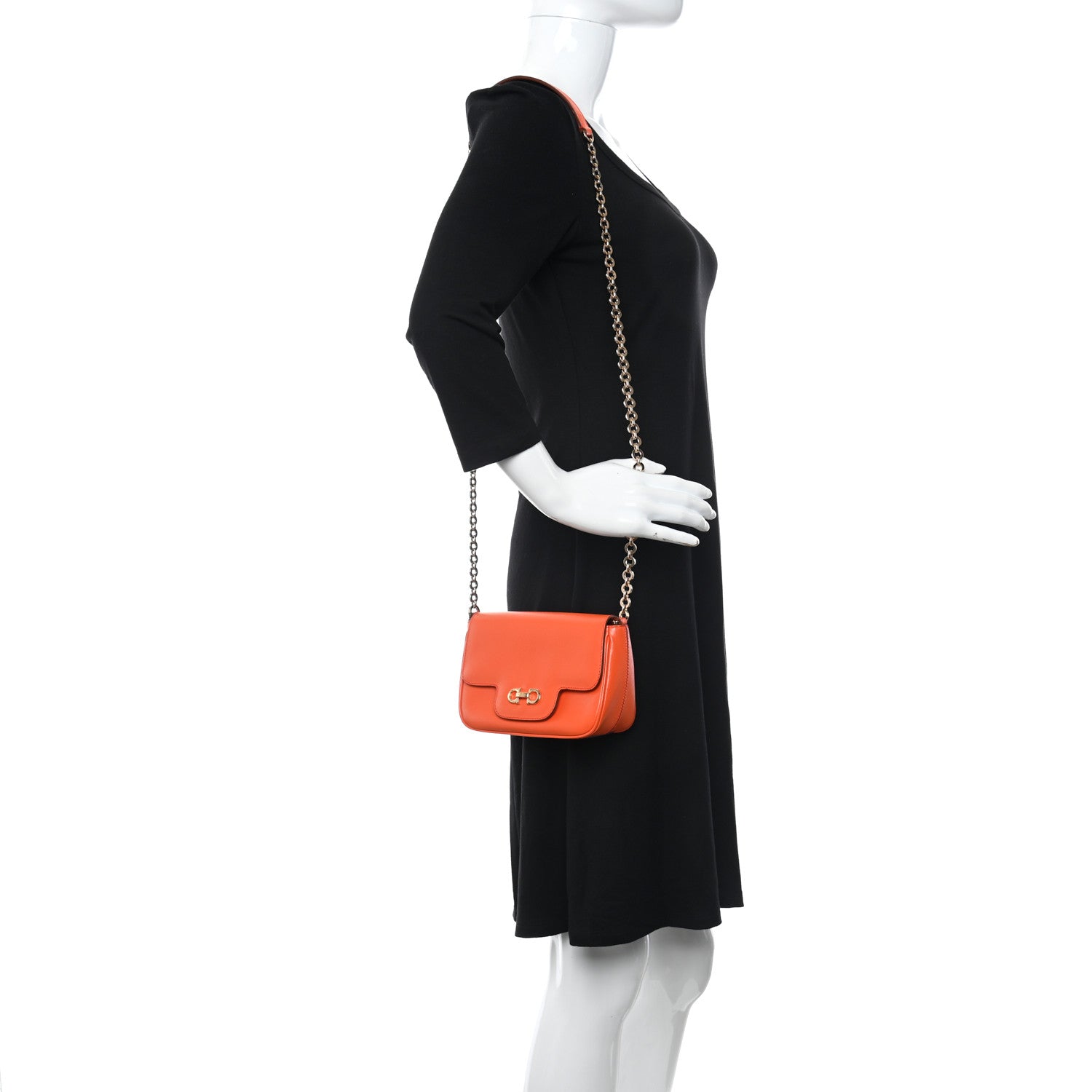 Salvatore Ferragamo Printed Calfskin Gancio Crossbody Bag Orange 2 of 9