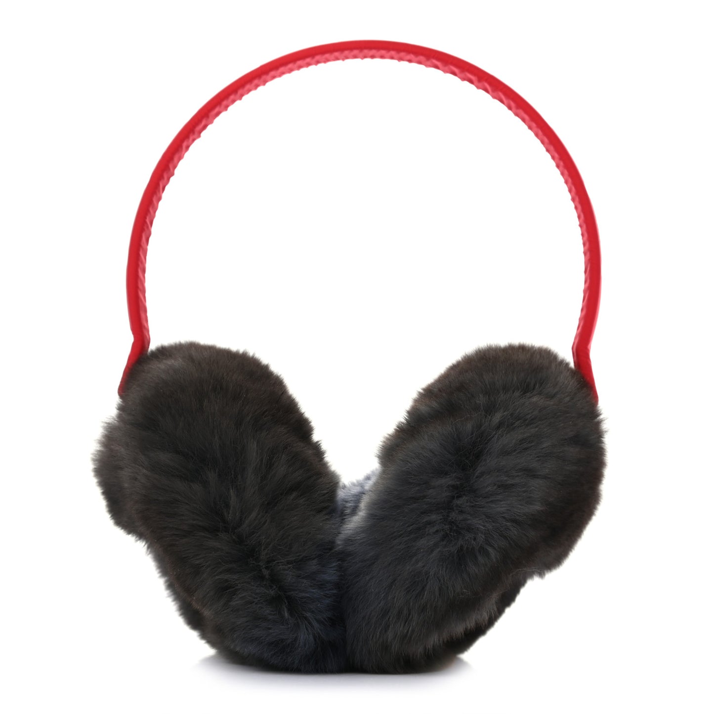 Rabbit Fur CC Ear Muffs Black Red