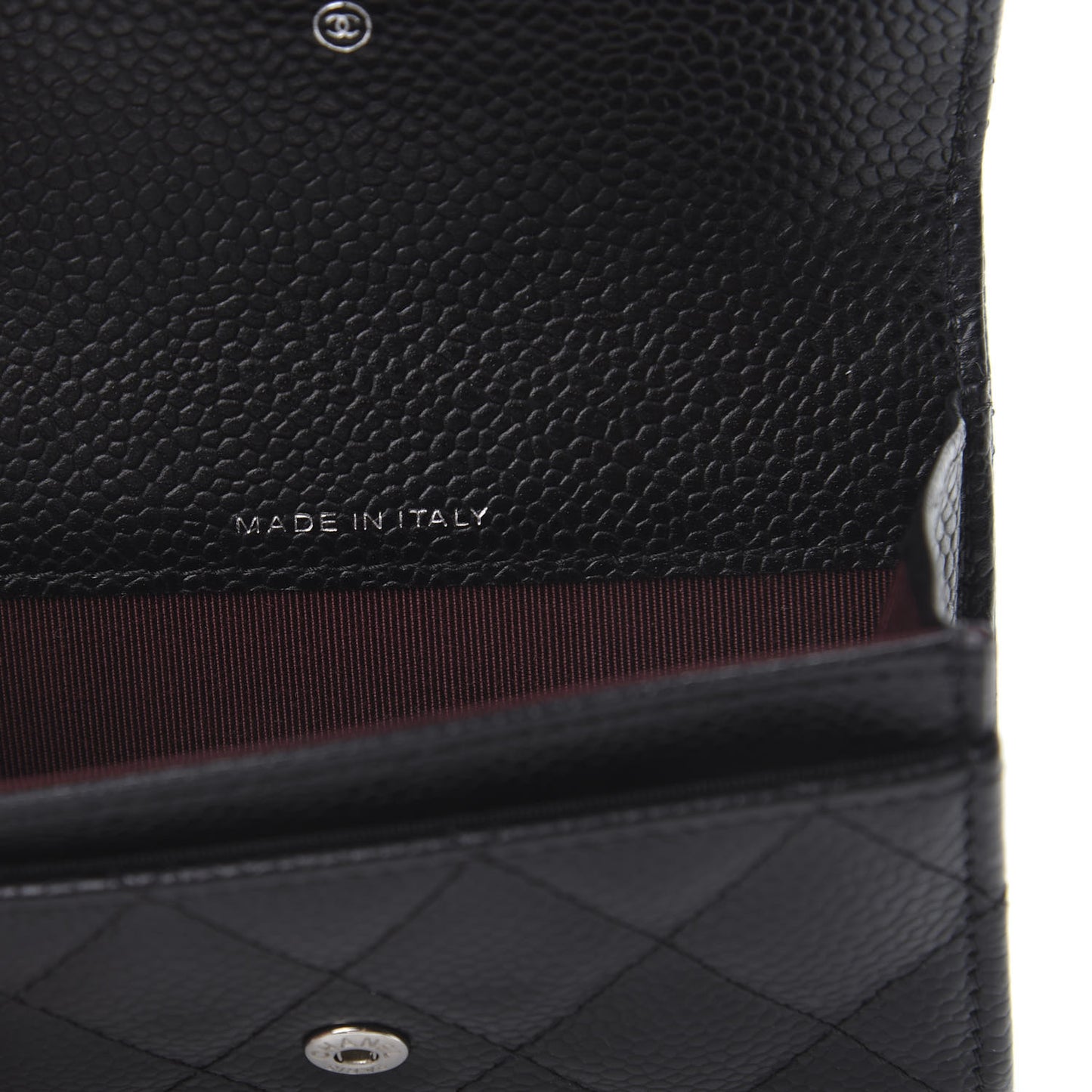 Caviar Quilted Flap Card Holder Wallet Black