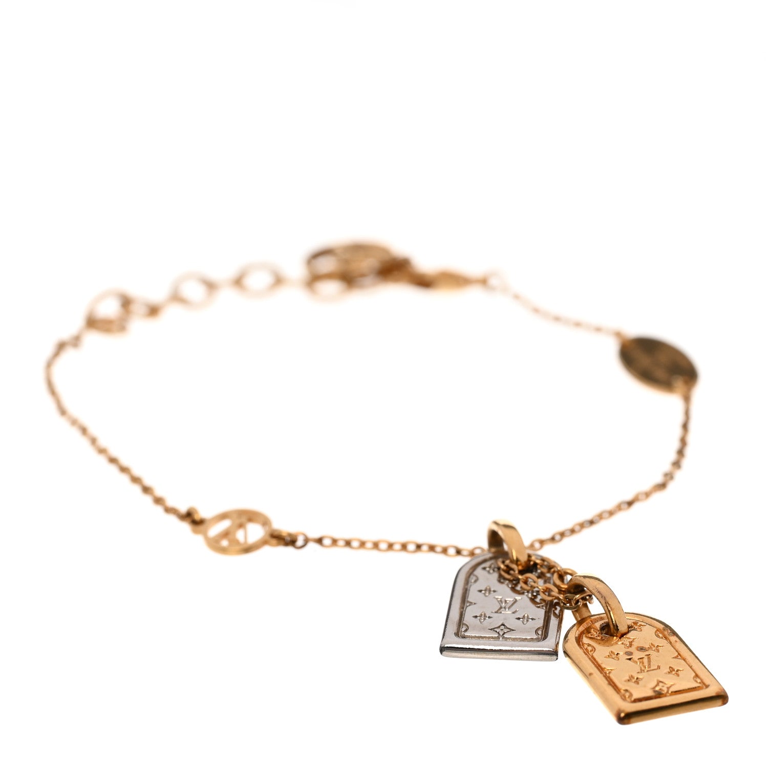 Louis Vuitton Brass Nanogram Bracelet Silver Gold 1 of 6