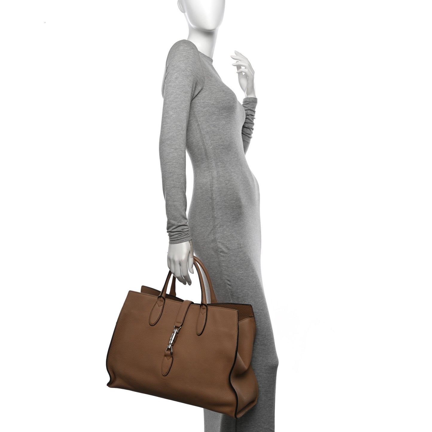 Soft Calfskin Medium Jackie Top Handle Bag Beige