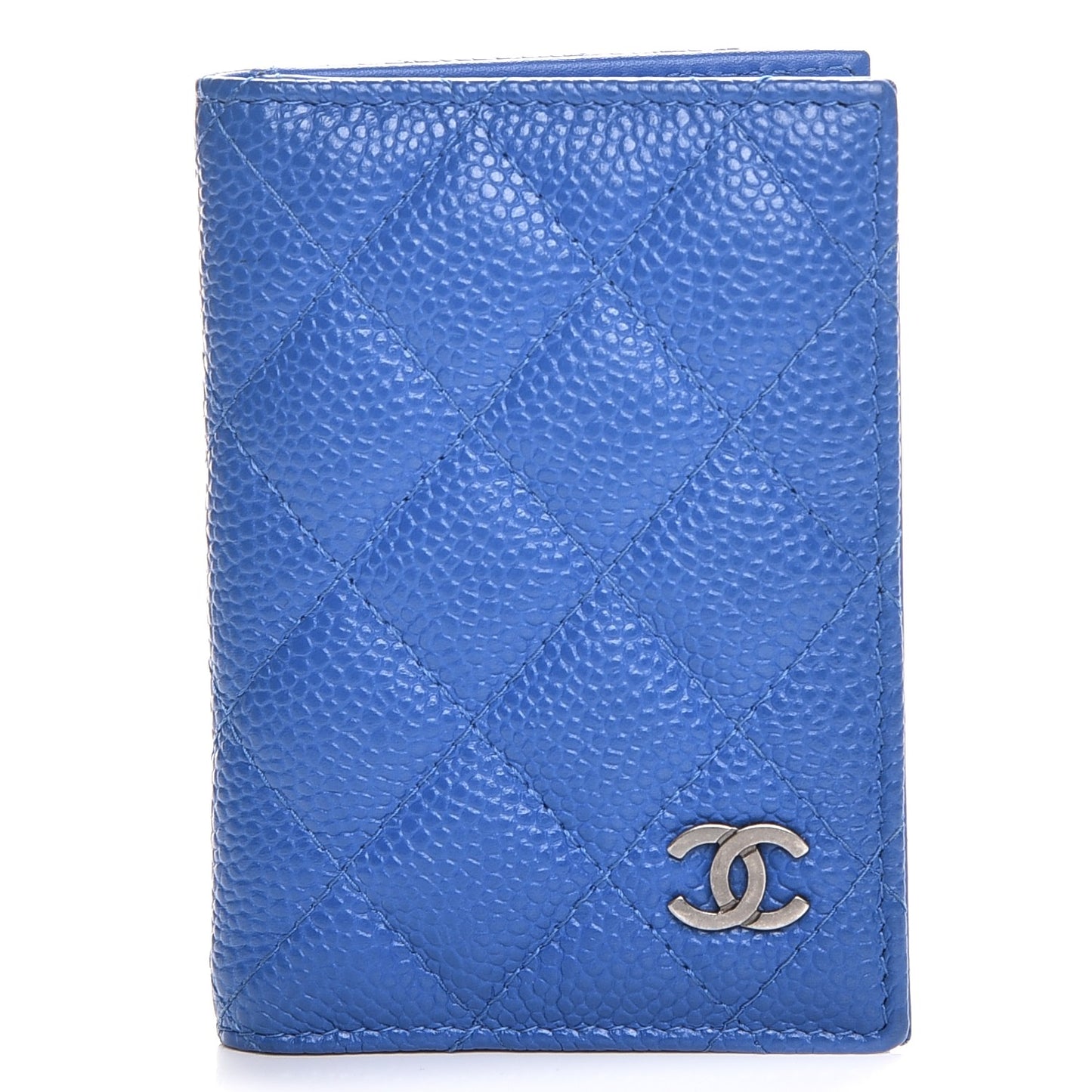 Caviar Quilted Card Holder Blue