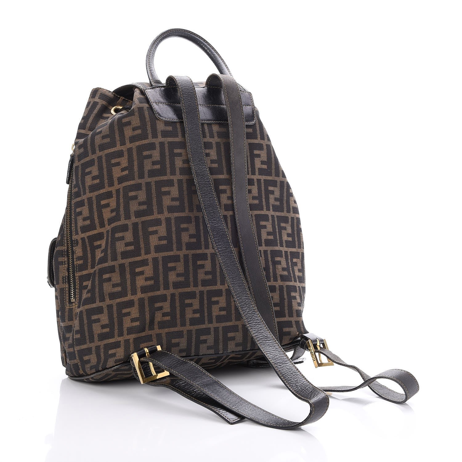 Fendi Zucca Drawstring Flap Backpack Tobacco 3 of 9