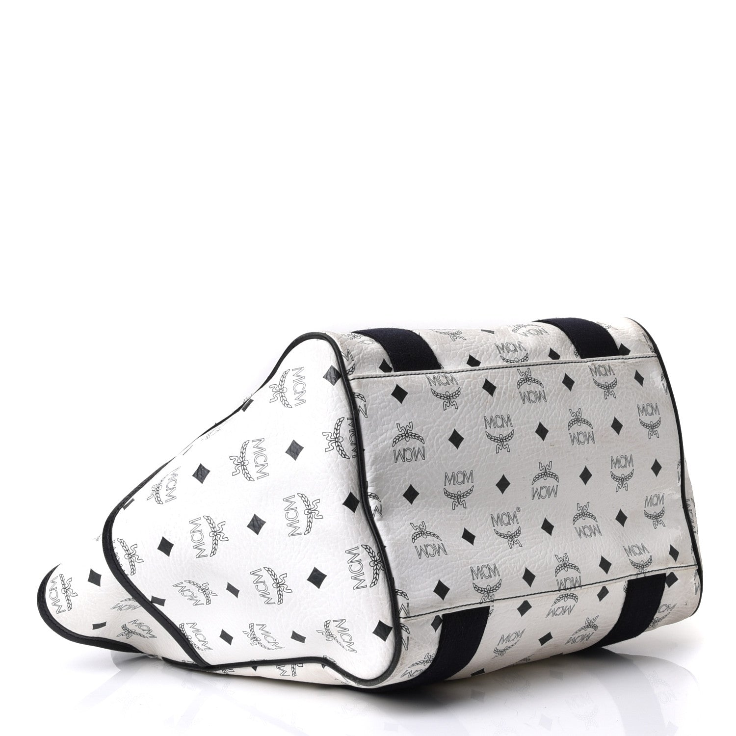 MCM Visetos Tote White Black 5 of 16