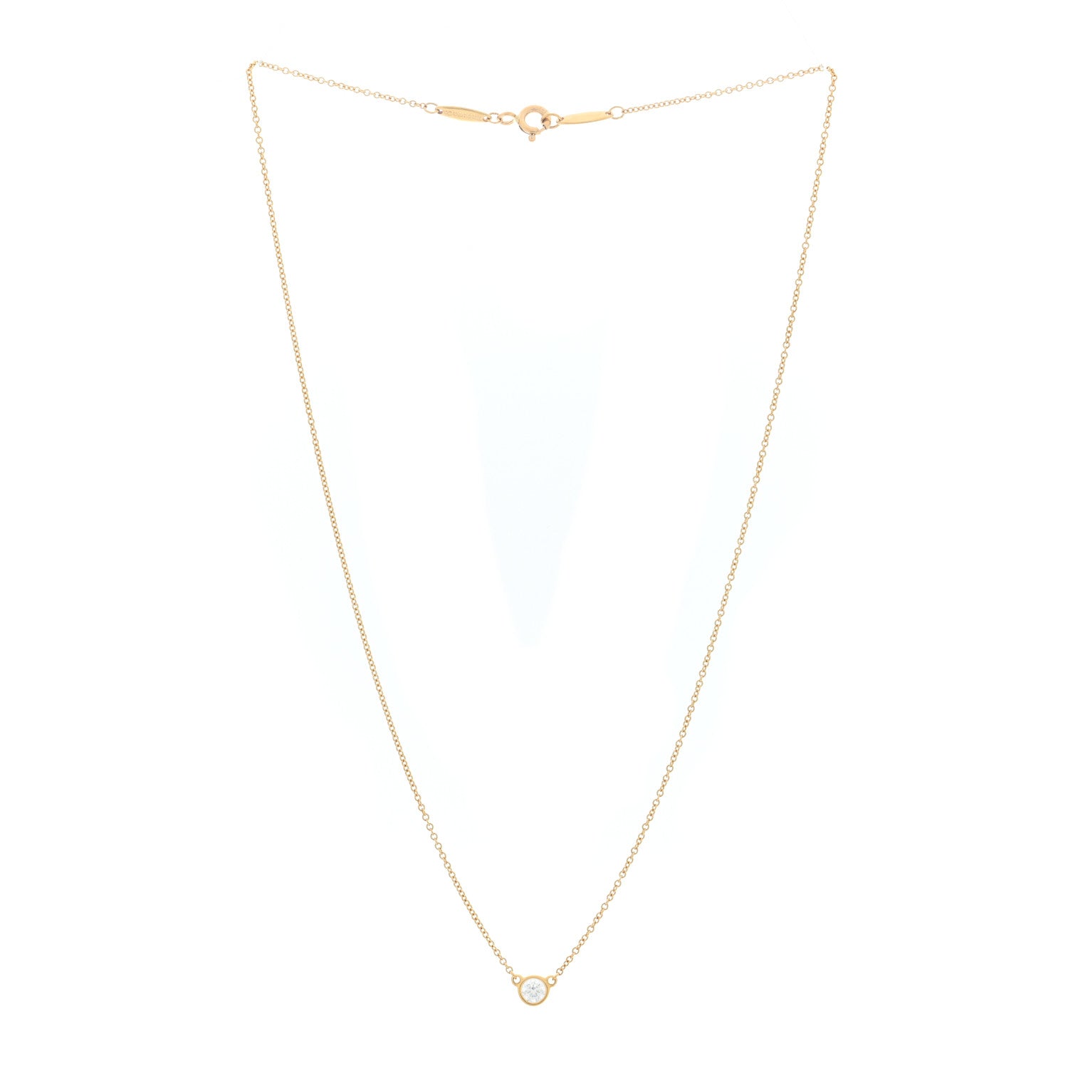 Tiffany 18K Yellow Gold Diamond .17ct Elsa Peretti Diamonds by the Yard Pendant Necklace 3 of 5