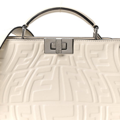 Fendi X SARAH COLEMAN Nappa FF Fish Eye Embossed Mini Peekaboo I SEE U Satchel White Ice 10 of 12
