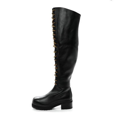 Christian Dior Soft Calfskin D-Road High Boots 38.5 Black 1 of 8