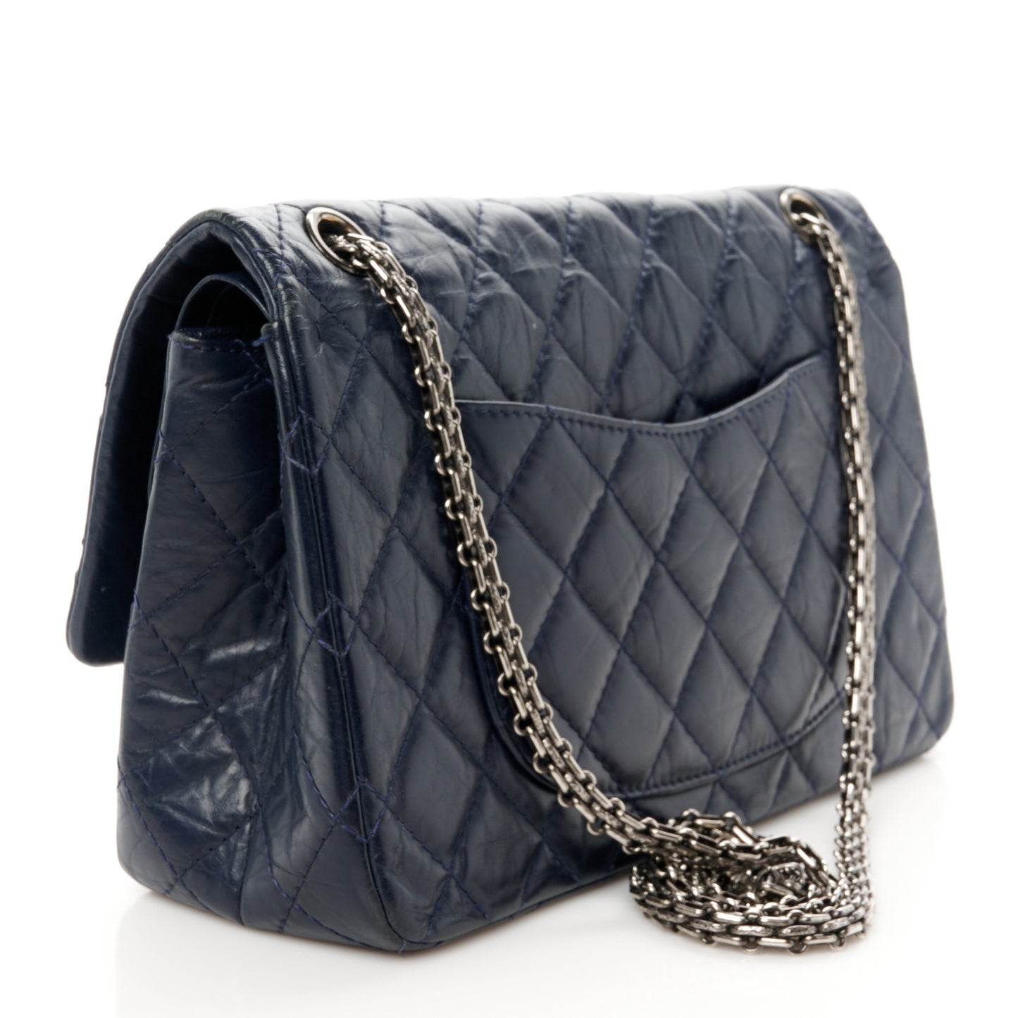 Aged Calfskin Quilted 2.55 Reissue 226 Flap Navy Blue