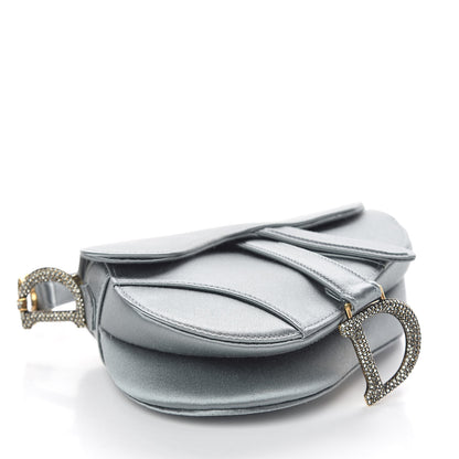 Christian Dior Satin Crystal Mini Saddle Bag Blue Gray 4 of 8
