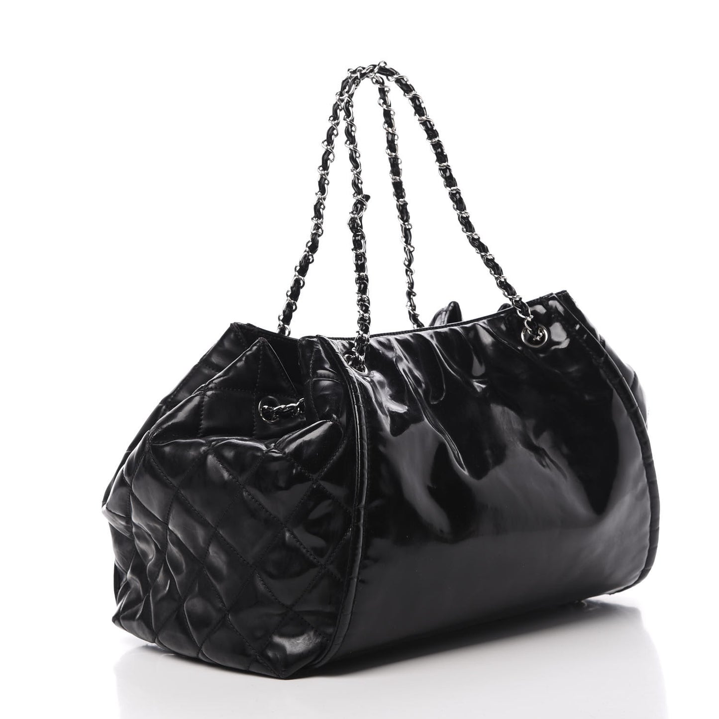 Vinyl Lipstick Ligne Accordion Tote Black