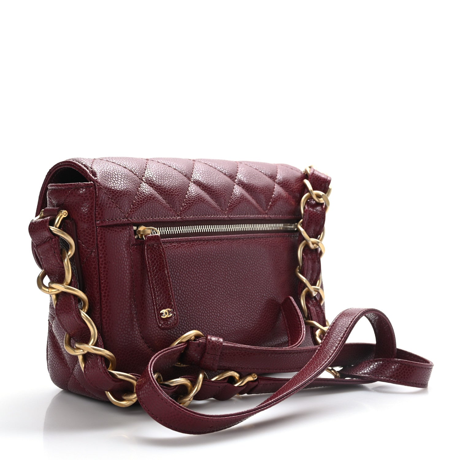 Chanel Caviar Quilted Small Messenger Flap Burgundy 3 of 9