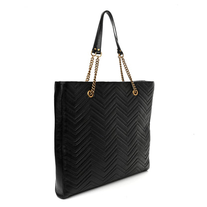 Gucci Azalea Calfskin Matelasse Large GG Marmont Slim Tote Black 3 of 10