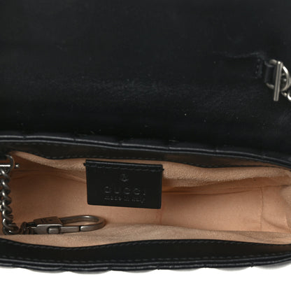 Gucci Calfskin Matelasse Aria Super Mini GG Marmont Shoulder Bag Black 5 of 9