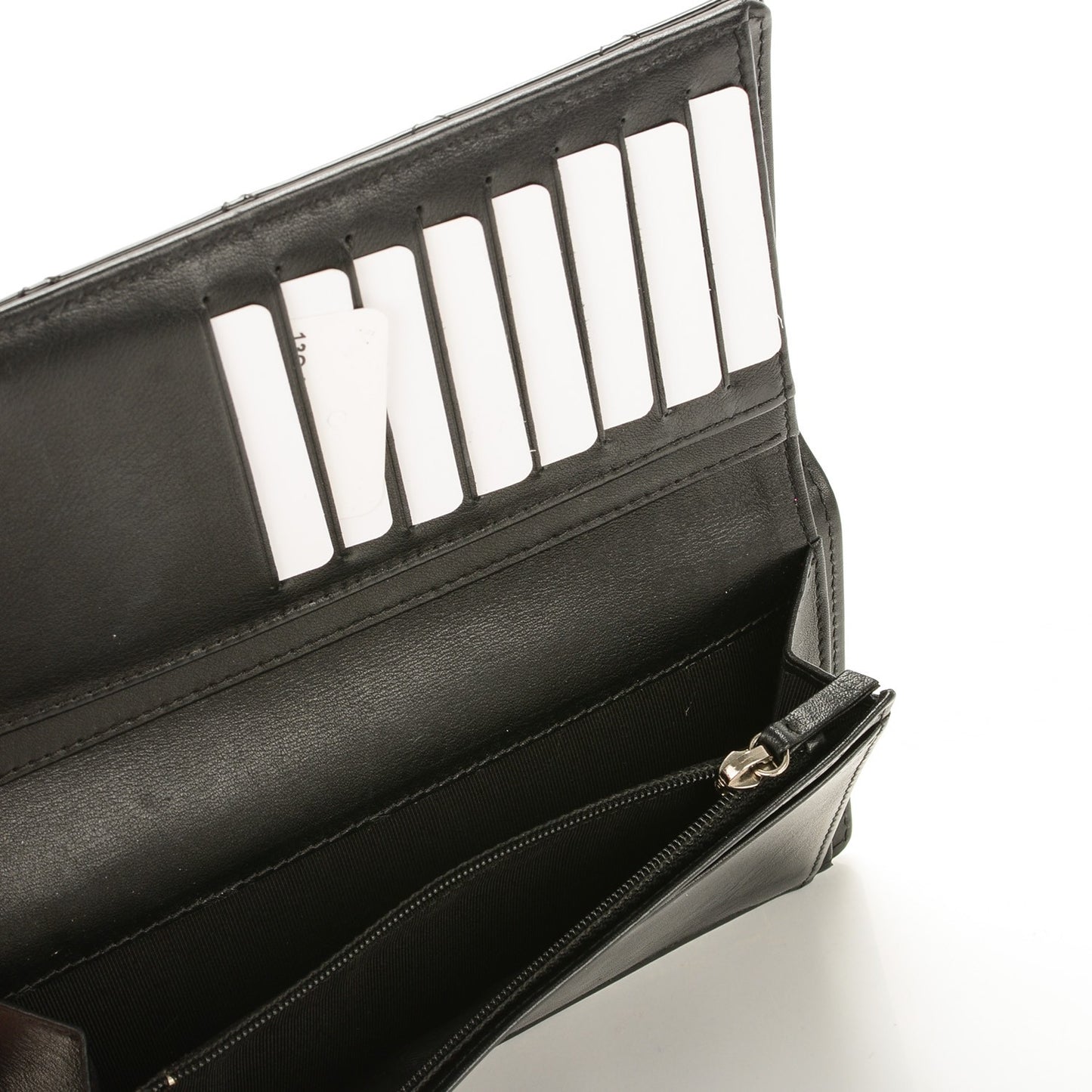 Patent Calfskin Quilted Yen Wallet Black