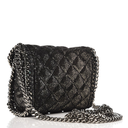 Stella McCartney Metallic Shaggy Deer Quilted Tiny Fold Over Falabella Black 3 of 7