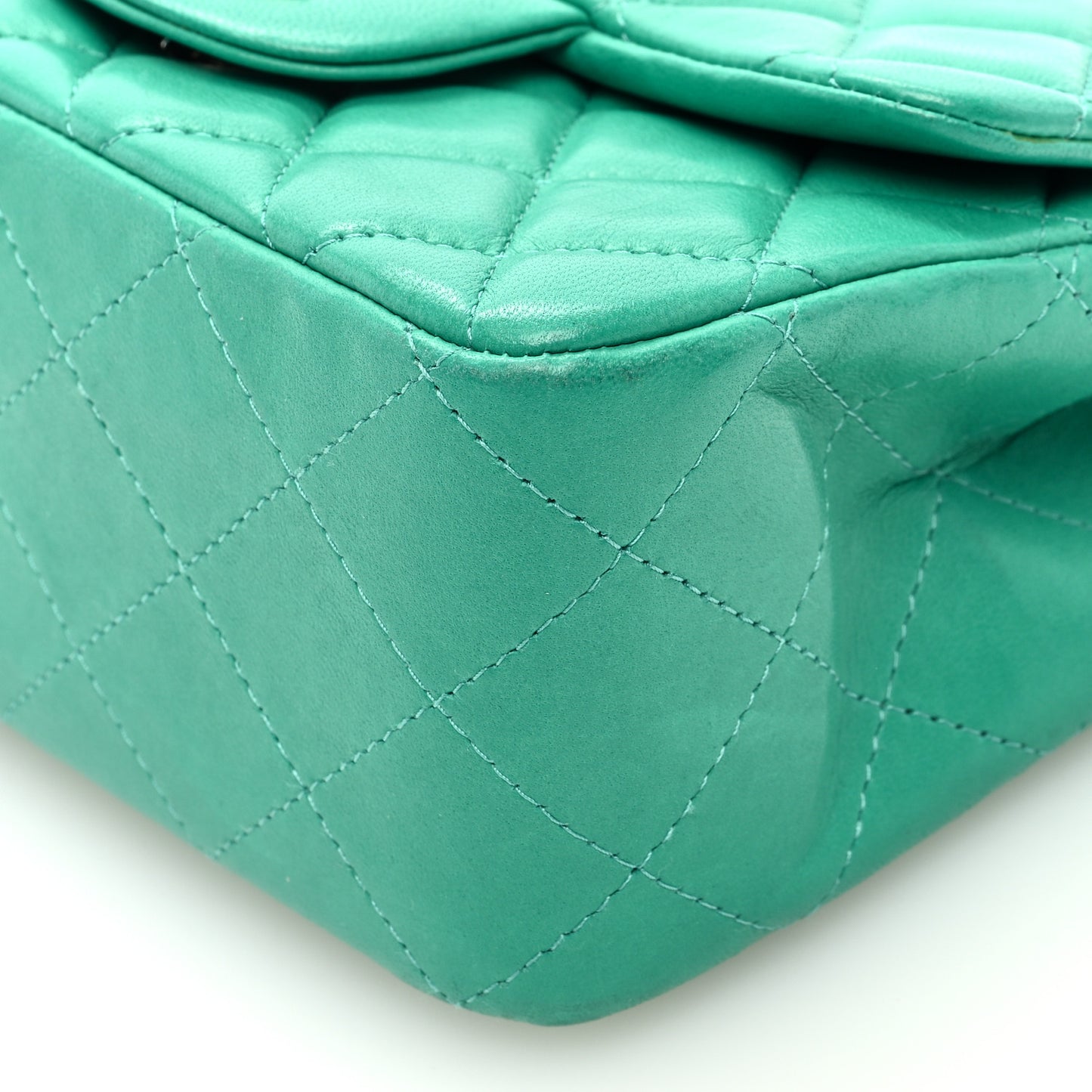 Lambskin Quilted Mini Square Flap Green