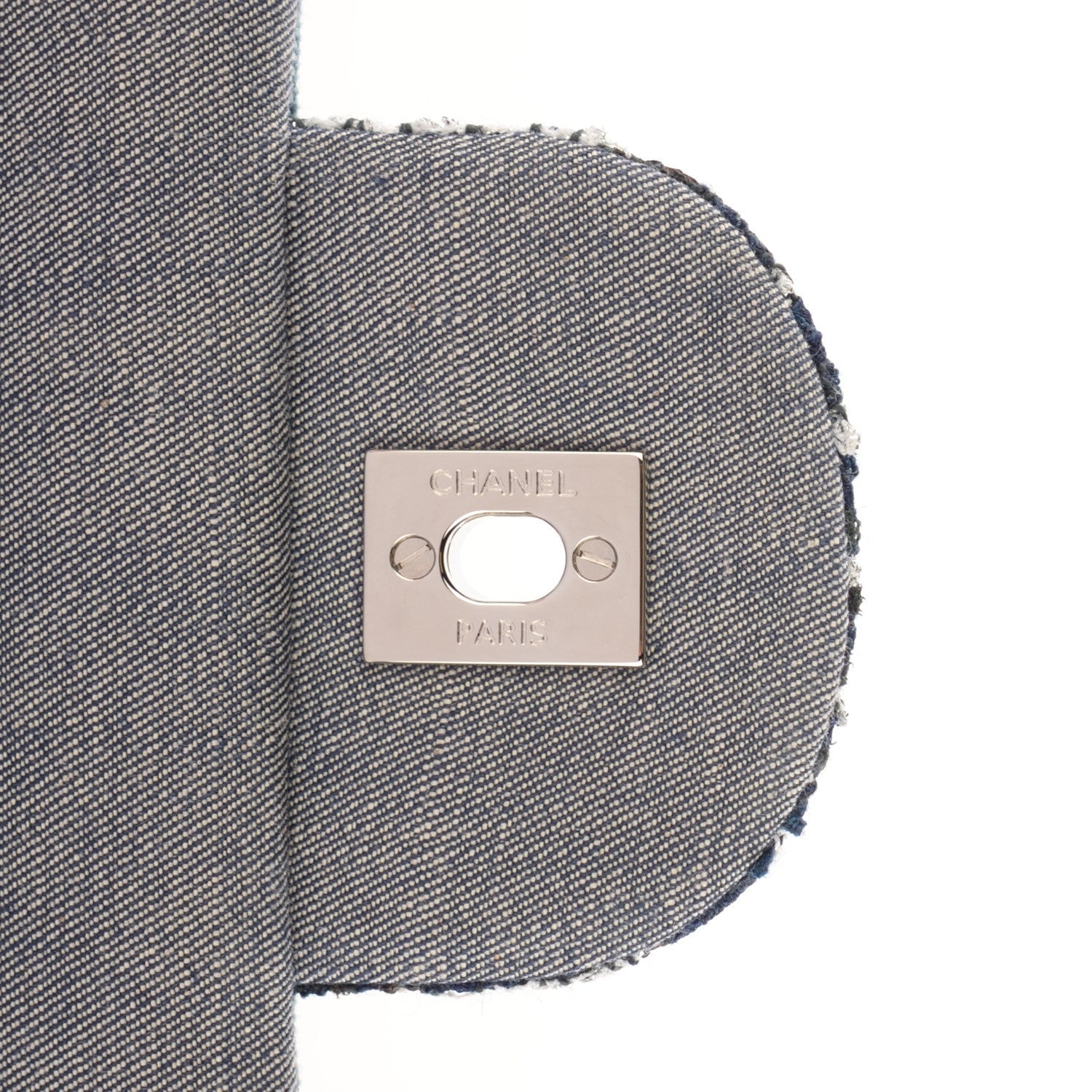 Chanel Denim Tweed Patchwork Medium Single Flap Blue 6 of 8
