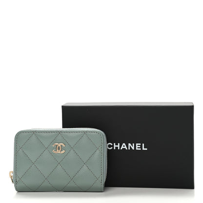 Chanel Caviar Quilted Zip Around Coin Purse Wallet Dark Green 8 of 8