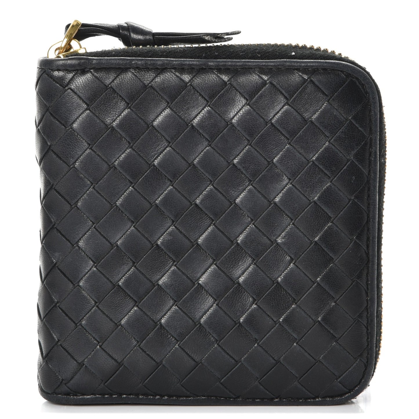 Nappa Intrecciato Zip Around Compact Wallet Nero Black
