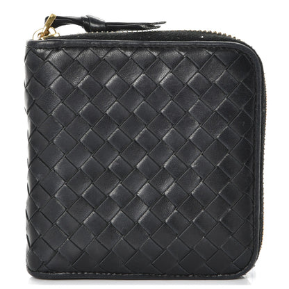 Bottega Veneta Nappa Intrecciato Zip Around Compact Wallet Nero Black 1 of 11