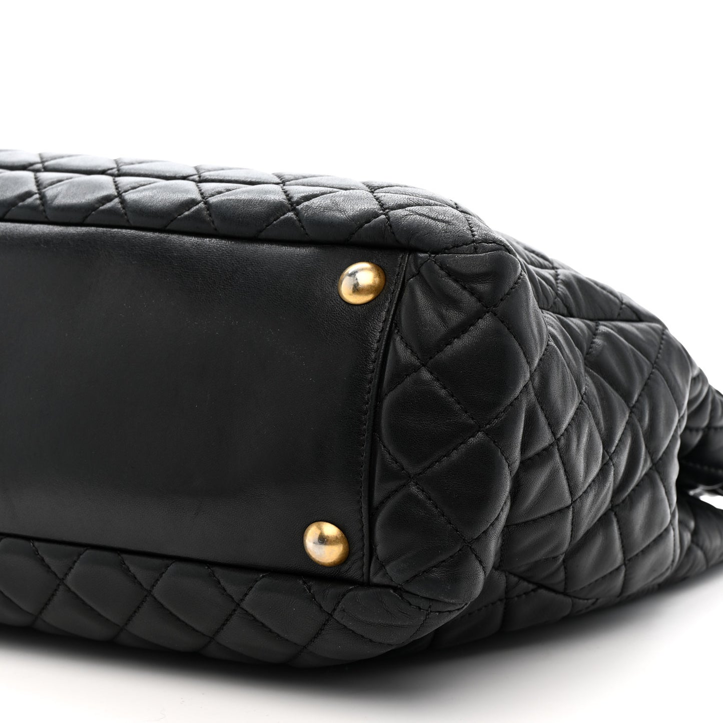 Lambskin Quilted Large Tote Black
