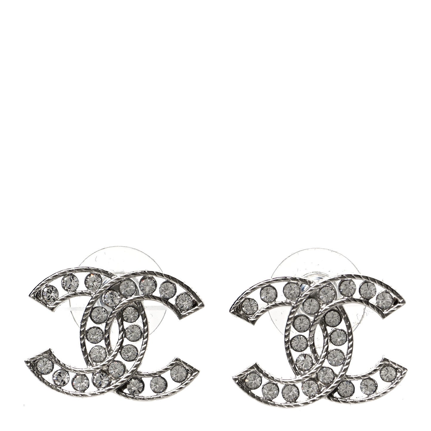 Crystal CC Chain Earrings Silver