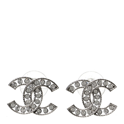 Chanel Crystal CC Chain Earrings Silver 1 of 4