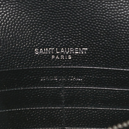 Saint Laurent Grain De Poudre Matelasse Chevron Monogram Envelope Chain Wallet Black 5 of 9