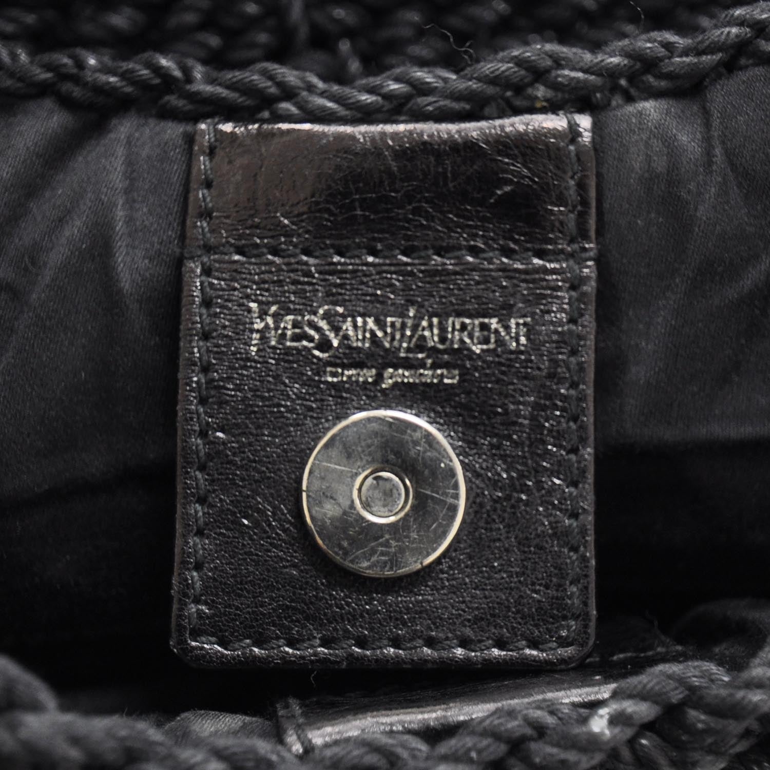 Saint Laurent Woven Straw Mombasa Black 8 of 9