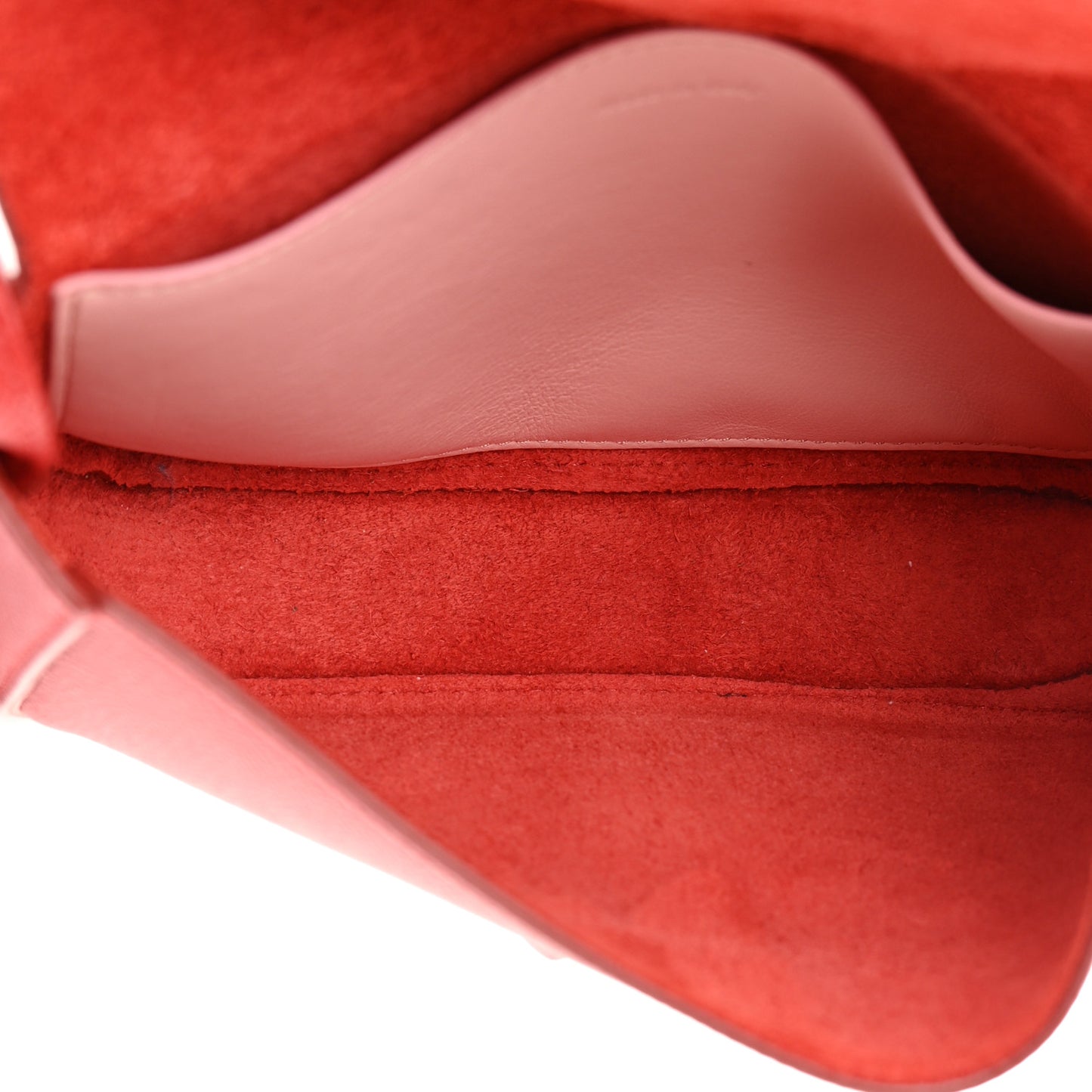 Grained Shiny Calfskin Strap Clutch Scarlet