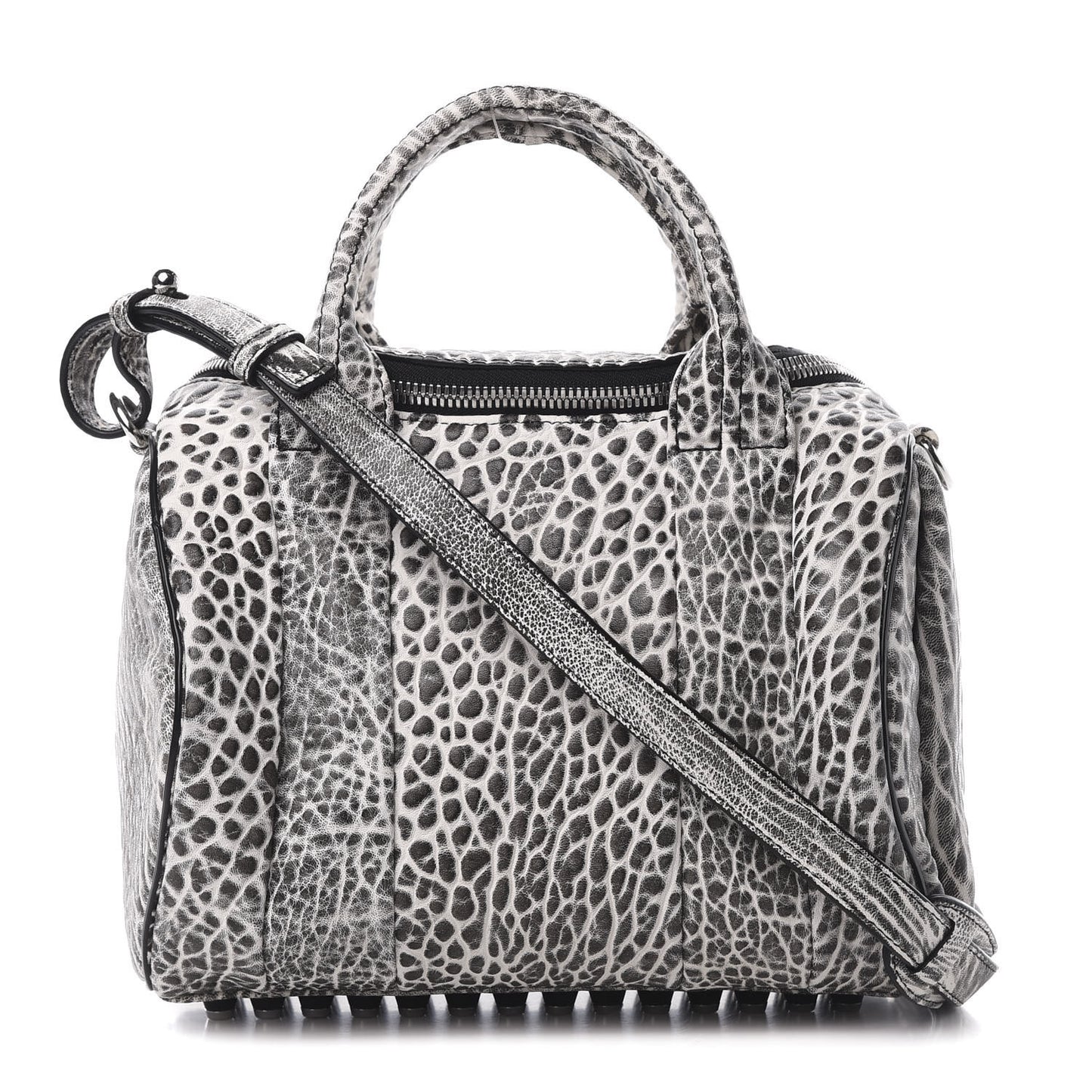 Pebbled Lambskin Rockie Black White Rhodium Hardware