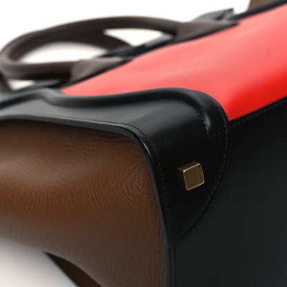 Celine Calfskin Bullhide Mini Luggage Tri-Color Bright Red 10 of 11