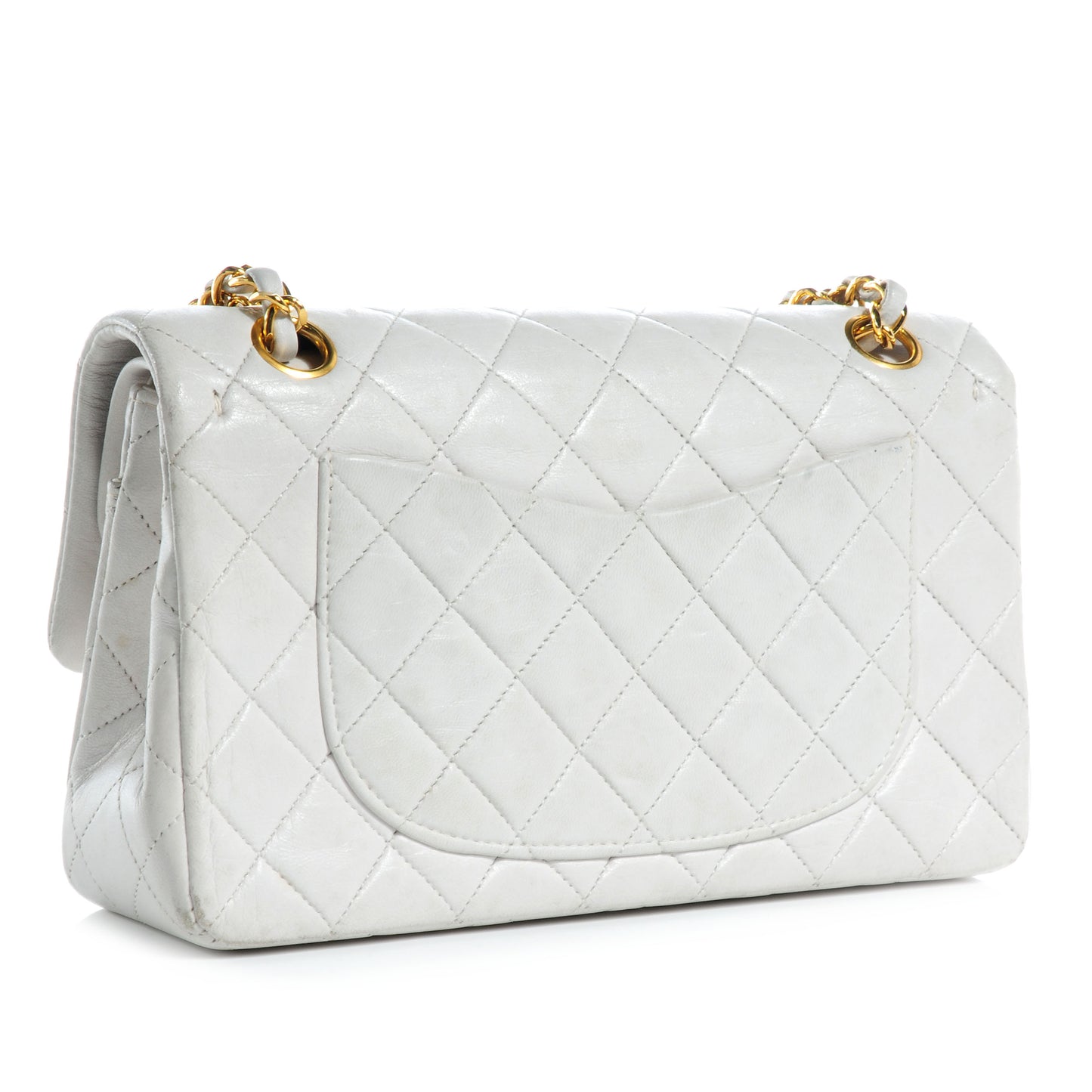 Lambskin Quilted Small Double Flap White