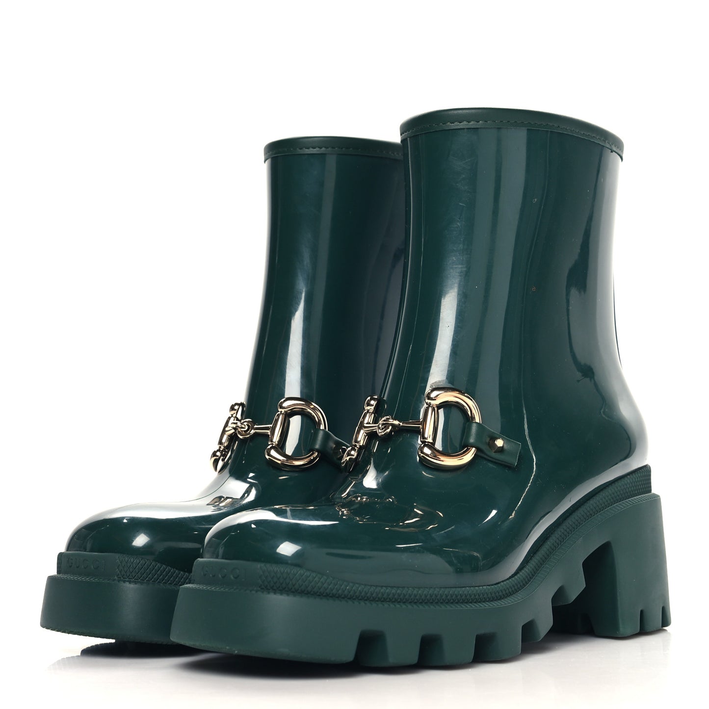 Rubber Womens Horsebit Ankle Boots 36 Vintage Green