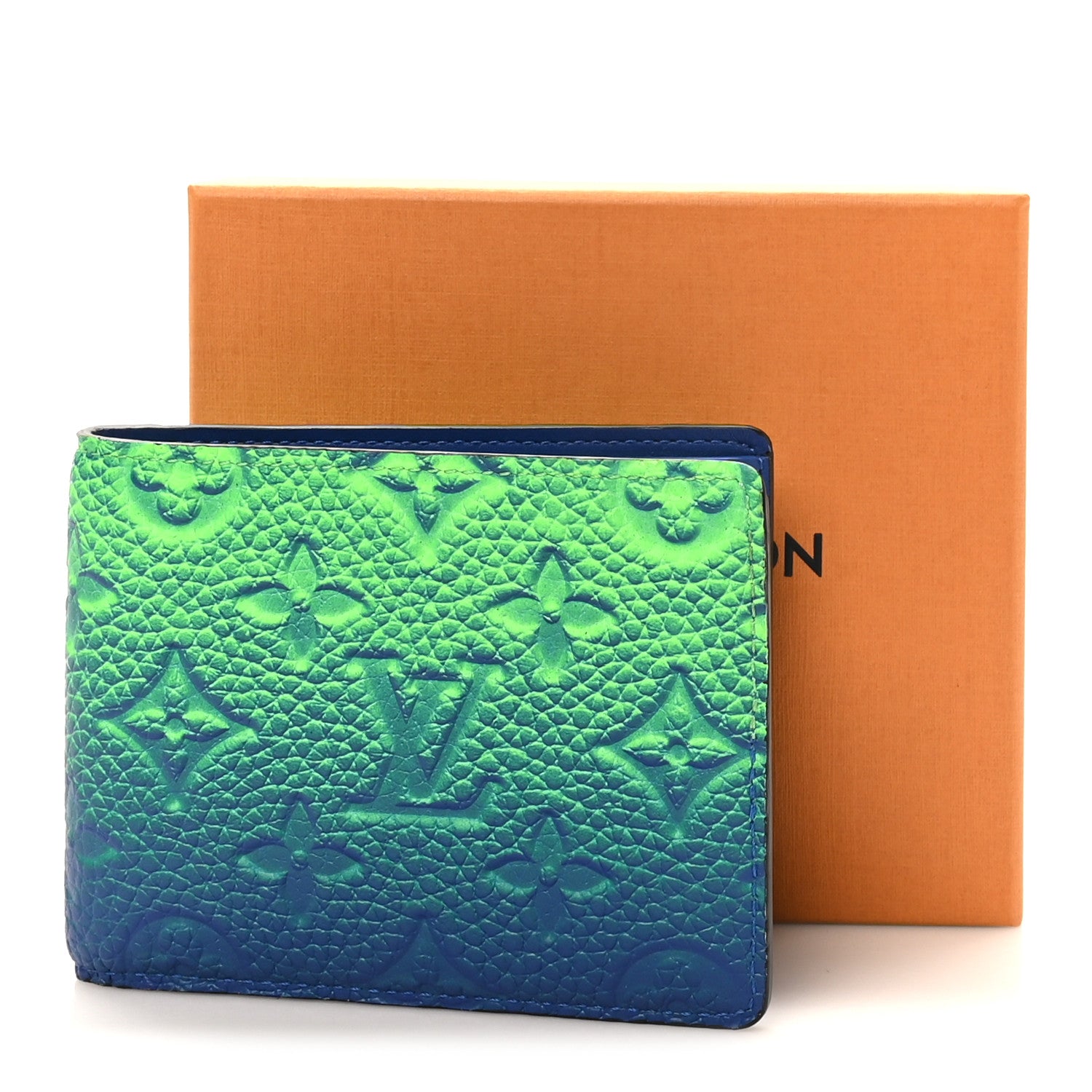 Louis Vuitton Taurillon Illusion Slender Wallet Bleu Vert 8 of 8