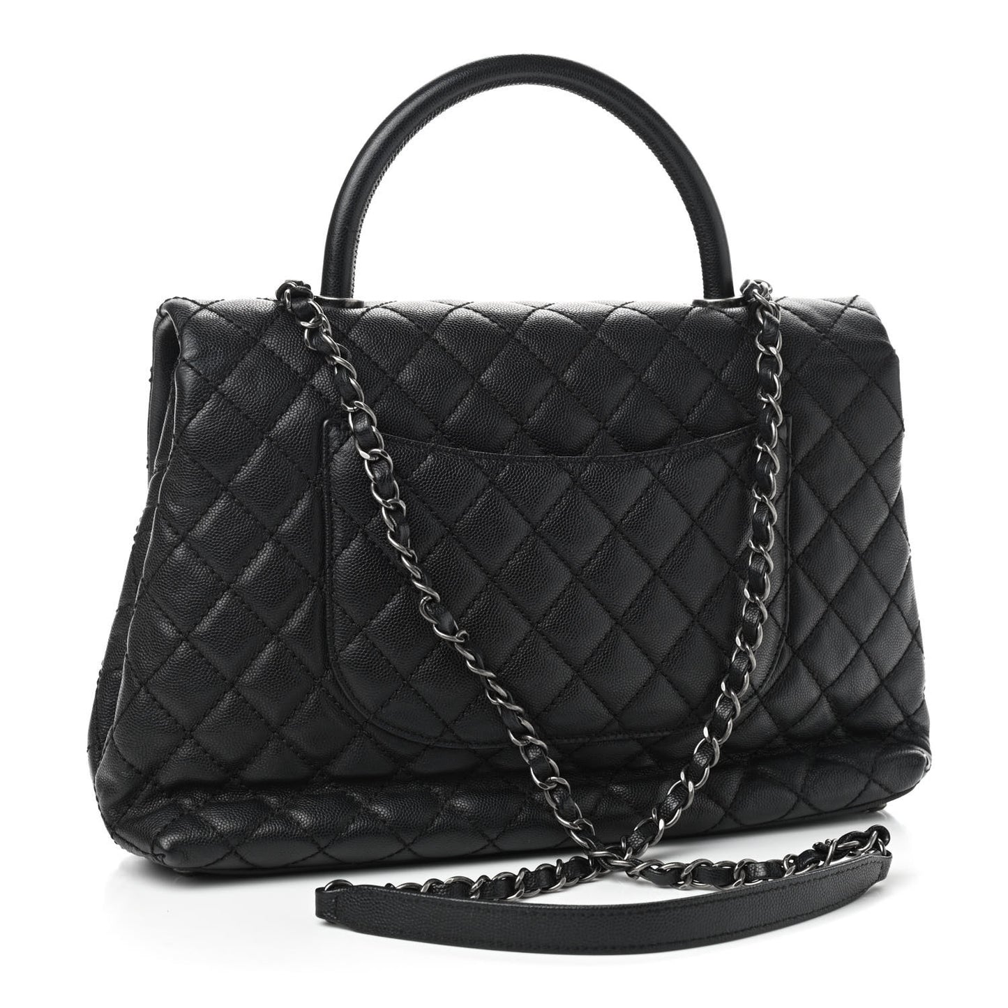 Caviar Quilted Medium Coco Handle Flap Black
