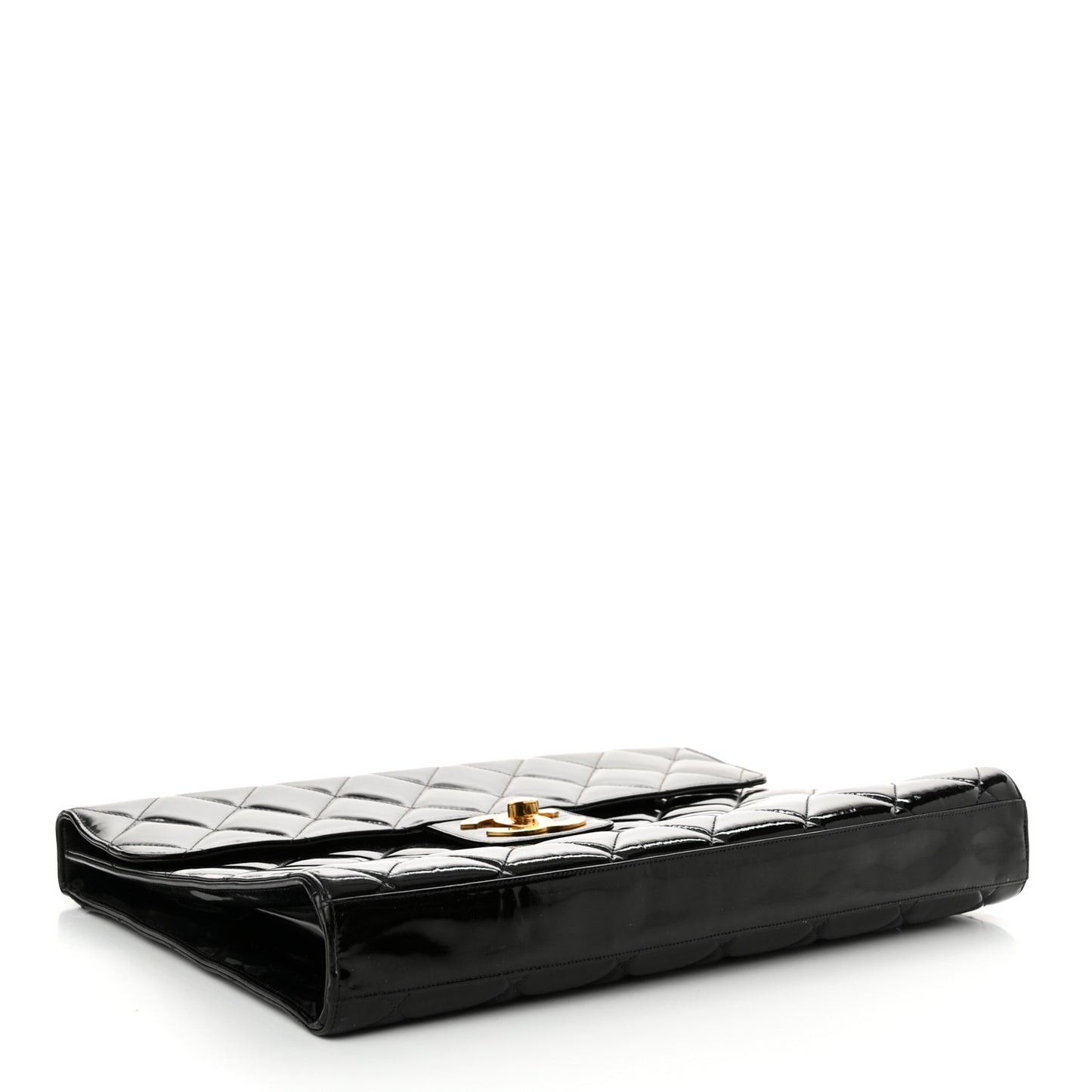 Patent Quilted Briefcase Laptop Bag Black