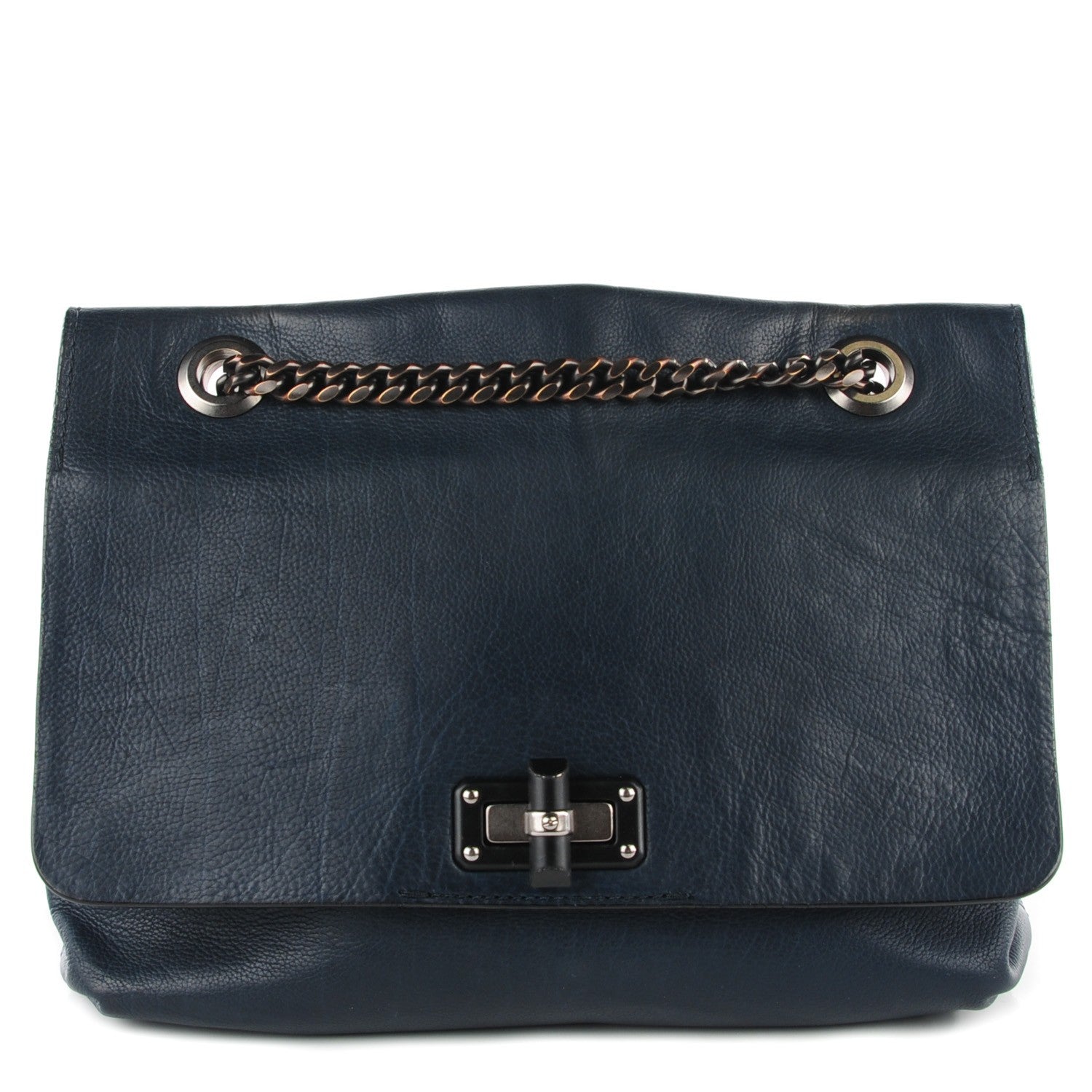 Lanvin Natural Calfskin Medium Happy Navy 1 of 8