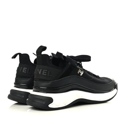 Chanel Velvet Calfskin Mixed Fibers CC Sneakers 36 Black 4 of 11