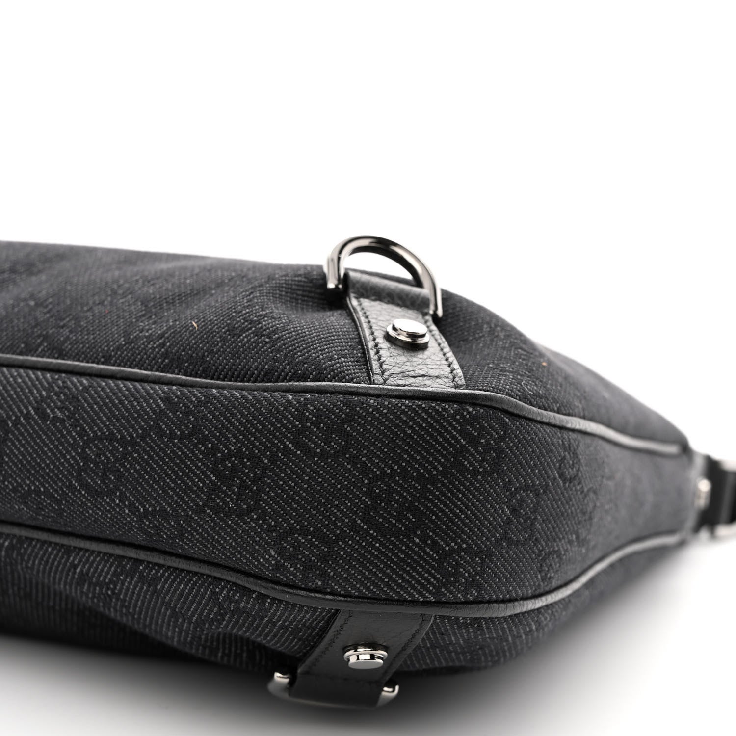 Gucci Denim Monogram Abbey D Ring Hobo Black 10 of 11
