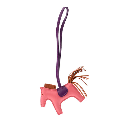 Hermes Milo Lambskin Grigri Rodeo Horse Bag Charm PM Rose Azalee Gold Anemone 1 of 4