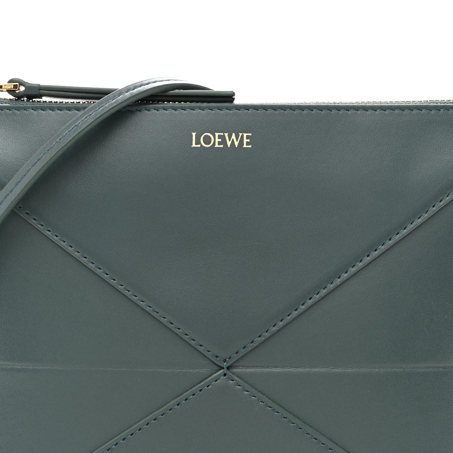 Shiny Calfskin Puzzle Fold Pouch Vetiver