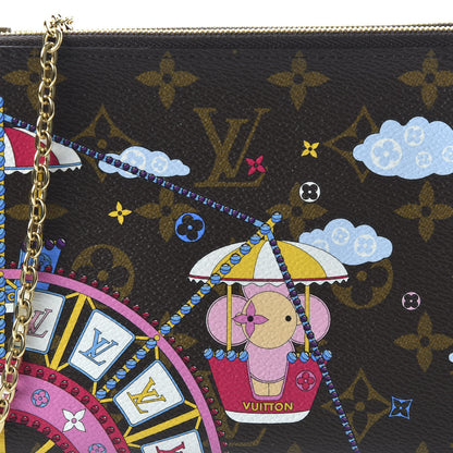 Louis Vuitton Monogram 2020 Christmas Animation Big Wheel Double Zip Pochette Rose Ballerine 9 of 10
