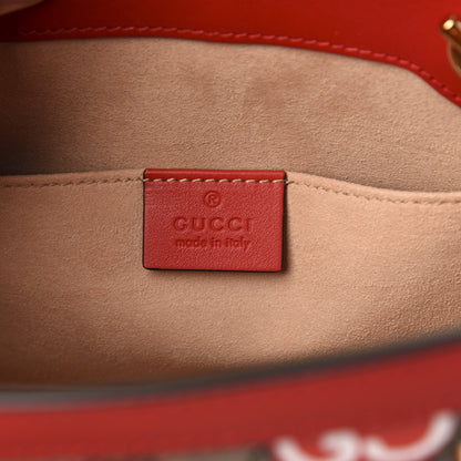 Gucci GG Supreme Monogram Apple Small Padlock Tote Beige Multicolor Lobster Red 5 of 10